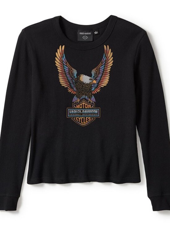 Harley-Davidson Tops - Women's Harley-Davidson Neon Eagle Waffle-knit Long Sleeve